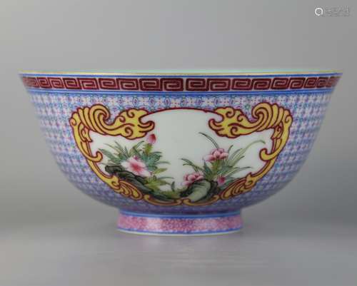 Famille rose flower bowl