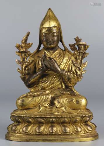 Bronze gilded statue of Guru