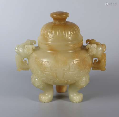 Hetian jade seed material Topaz imperial censer