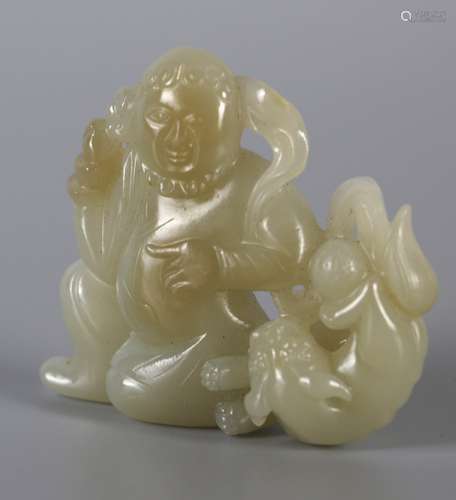 Hetian jade seed material figure handle