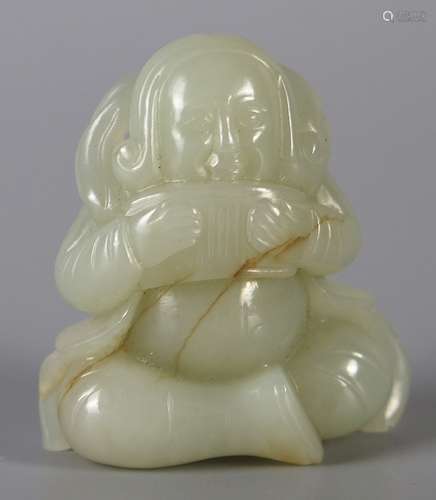 Hetian jade seed material figure handle