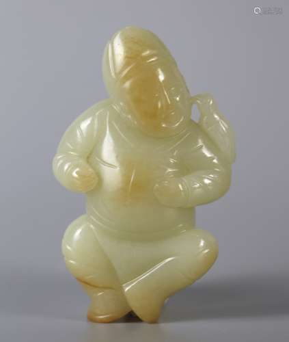 Hetian jade seed material white jade Hu portrait