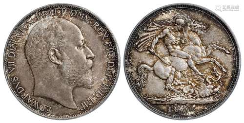 1902年英国1克朗马剑银币/PCGS MS64+