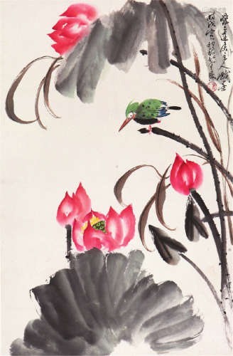 萧  平(b.1942)荷花翠鸟
