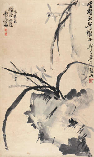 娄师白(1918-2010)兰石图