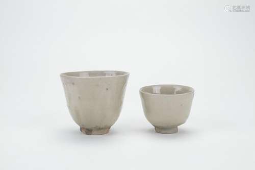 Two Pieces Of Celadon Glazed Porcelain Cups