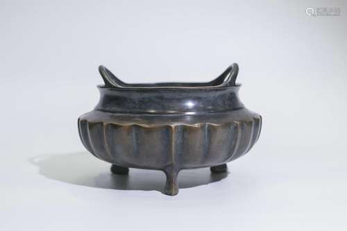 Lotus Shaped Bronze Incense Burner