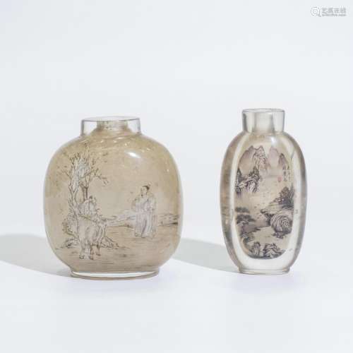 Two Pieces Of Glass Inside-Painted Snuff Bottles