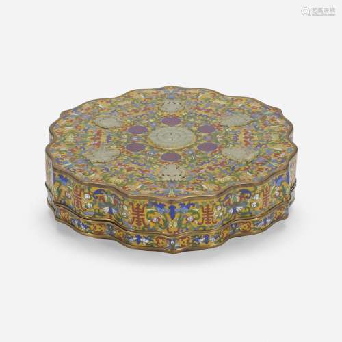 Chinese, cloisonné enamel and jade box