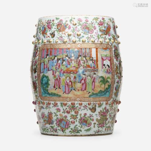 Chinese Export, Canton Rose drum stool