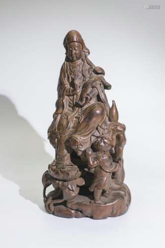 Carved Bamboo Figure Of Guanyin