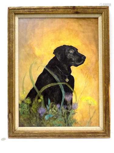 MYERS - BLACK LABRADOR RETREIVER DOG PAINTING