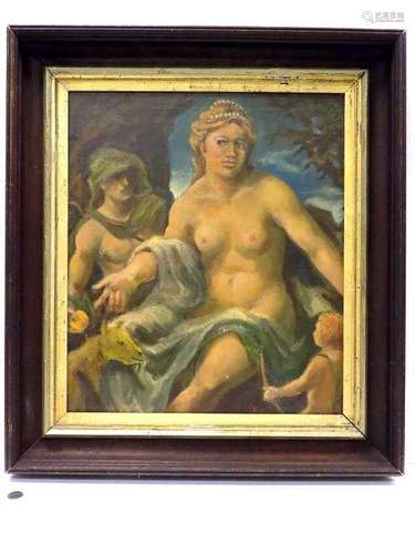 ALLEGORIC NUDE GODDESS OLD MASTER PAINTING