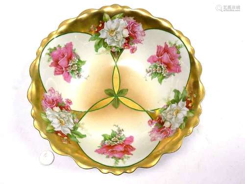 AUSTRIAN GILT PAINTED FLORAL FRUIT BOWL