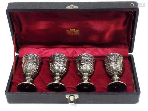 FANCY BOXED SILVER GOBLET CORDIALS SET