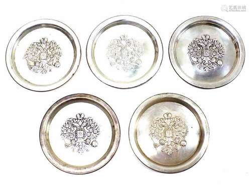 AUSTRIAN RUSSIAN LION'S CREST STERLING SAUCERS