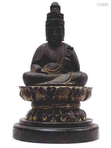 19TH CENTURY KOREAN CARVED WOODEN BUDDHA