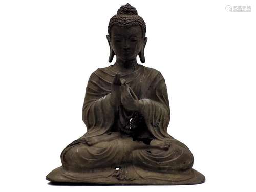 ANCIENT CHINESE BRONZE SEATED BUDDHA