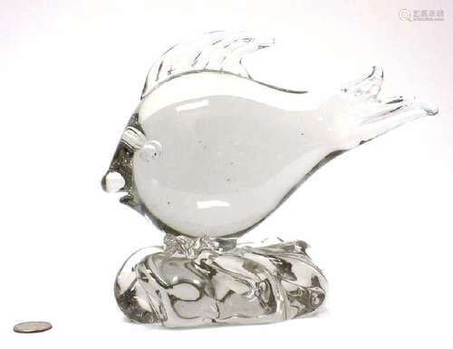 STEUBEN ? HEAVY ART GLASS FISH SCULPTURE