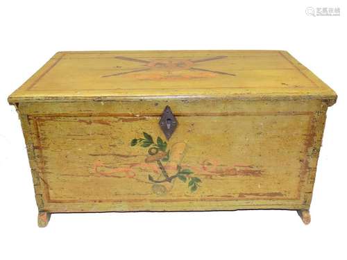 1788 PAINTED NAUTICAL FOLK ART BLANKET CHEST