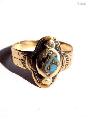 EGYPTIAN 14K GOLD & TURQUOISE RING