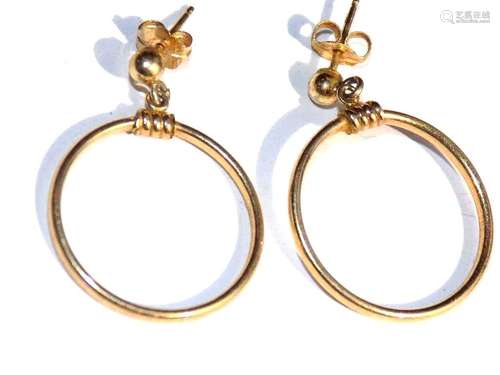 14K YELLOW GOLD BEADED RING EARRINGS