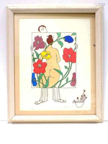 ART NOUVEAU NUDE SIGNED LITHOGRAPH