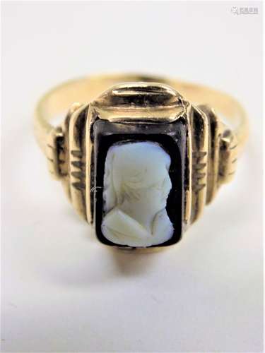 14K GOLD VICTORIAN LADY CAMEO RING