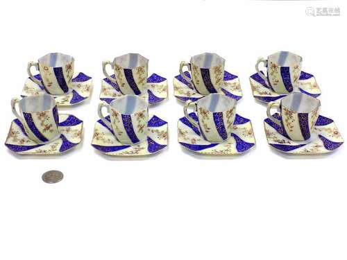 JAPANESE DEMITASSE PORCELAIN TEA SERVICE FOR 8