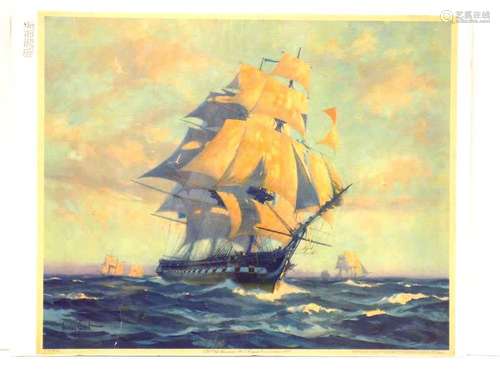 GORDON GRANT U.S. FRIGATE CONSTITUTION SHIP PRINT