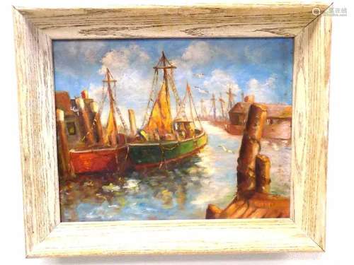 BORDEN - NAUTICAL BOAT HARBOR PAINTING