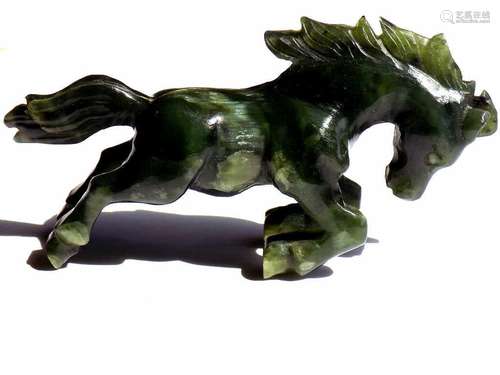 CHINESE SPINACH JADE RUNNING HORSE CARVING