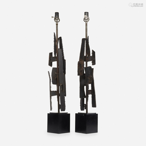 Laurel Lamp Co., brutalist table lamps, pair