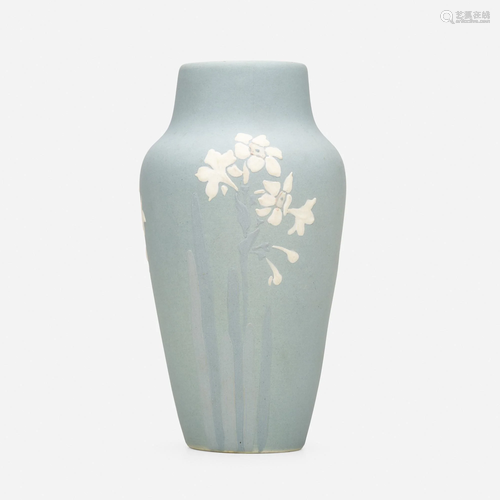 Owens Pottery, Matt Utopian vase with daffodils