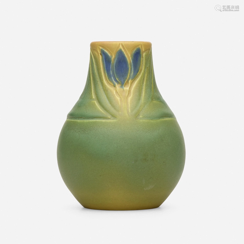 Rookwood Pottery, Incised Mat vase with lotuses