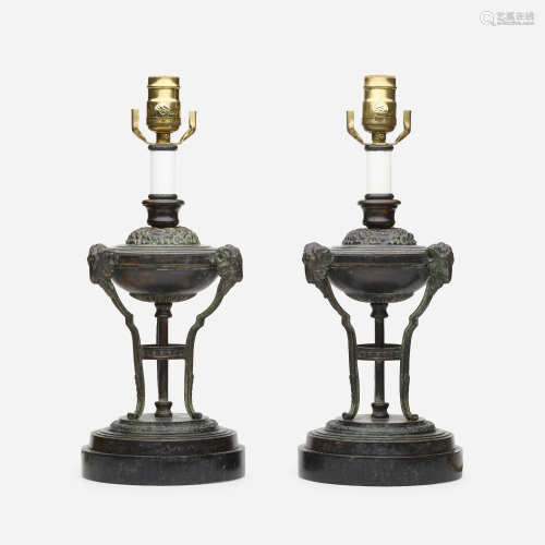 Empire Style, table lamps, pair