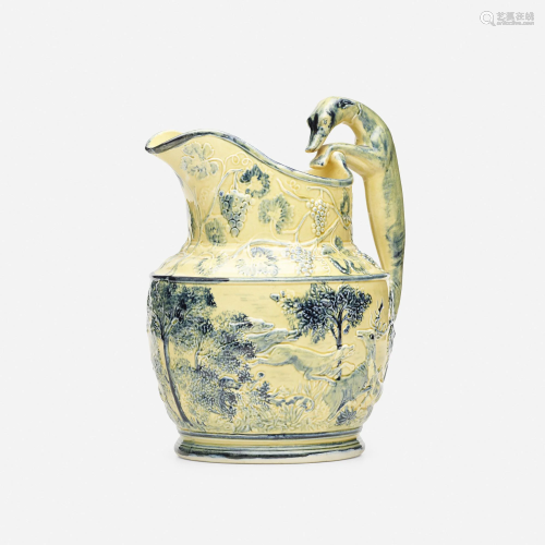 Vance/Avon Faience, pitcher with hound handle