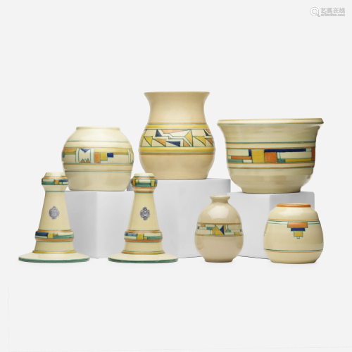 Velsen Pottery, Blokjes tableware, collection of seven