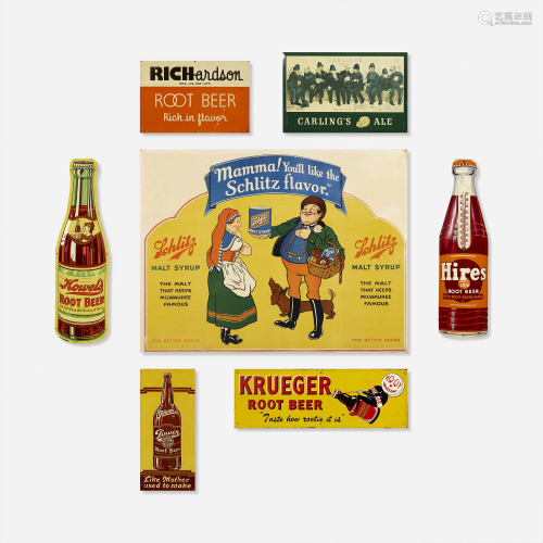 Vintage, beverage signs, collection of seven