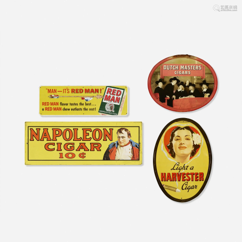 Vintage, tobacco and cigar signs, collection of four