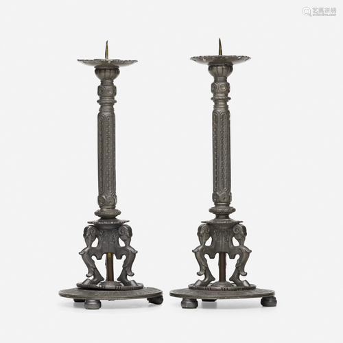 Oscar Bach, candlesticks, pair