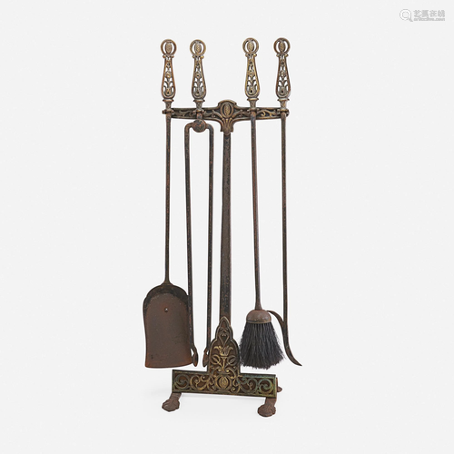 In the manner of Oscar Bach, fireplace tool set