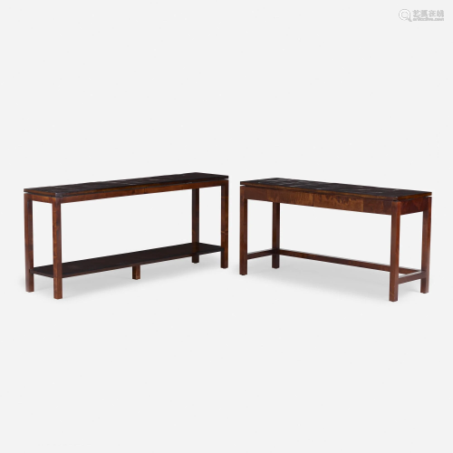 In the manner of Karl Springer, console tables