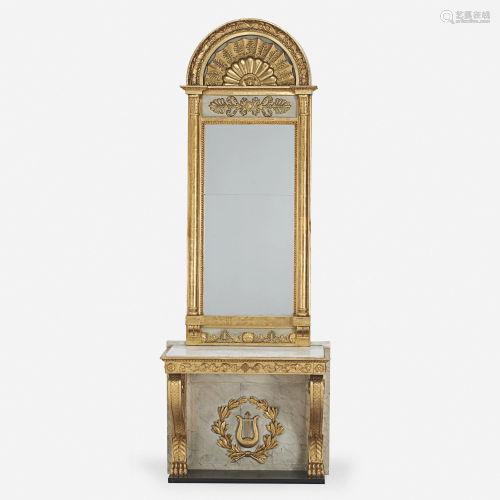 Swedish, neoclassical mirror and console table