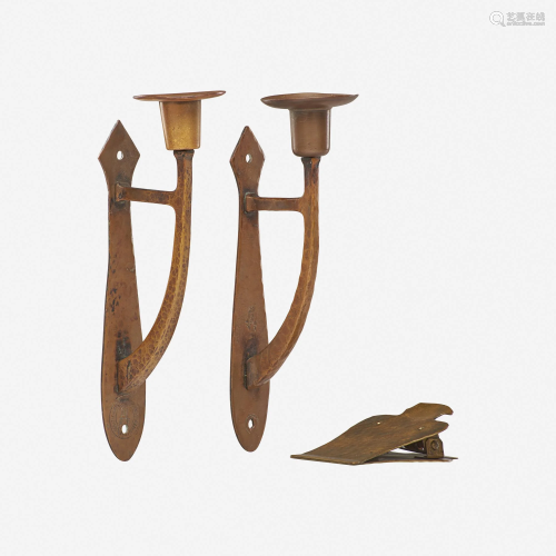Gustav Stickley, candle sconces, pair
