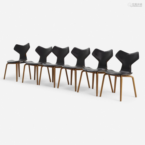 Arne Jacobsen, Grand Prix chairs model 4130, set …