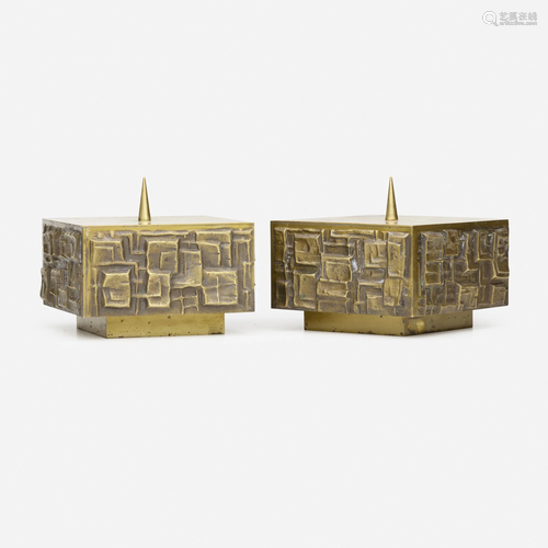 Brutalist, Large candleholders, pair