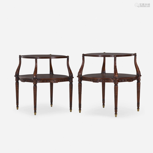 Theodore Alexander, tiered occasional tables, pair