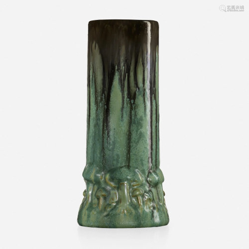 Fulper Pottery, Rare vase with mushrooms
