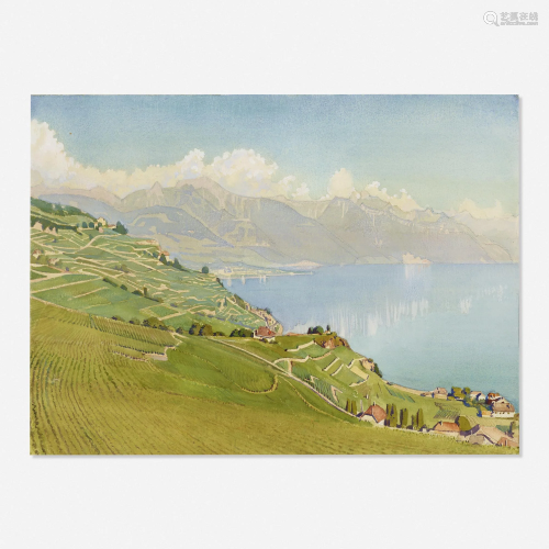 Ernest David Roth, Swiss Village by a Lake Shore